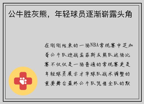 公牛胜灰熊，年轻球员逐渐崭露头角